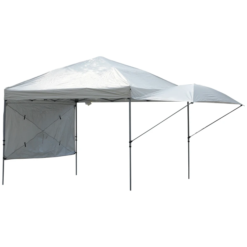 Outsunny 19' x 10' Folding Gazebo Steel Canopy Party Tent With Bag  Off-white
