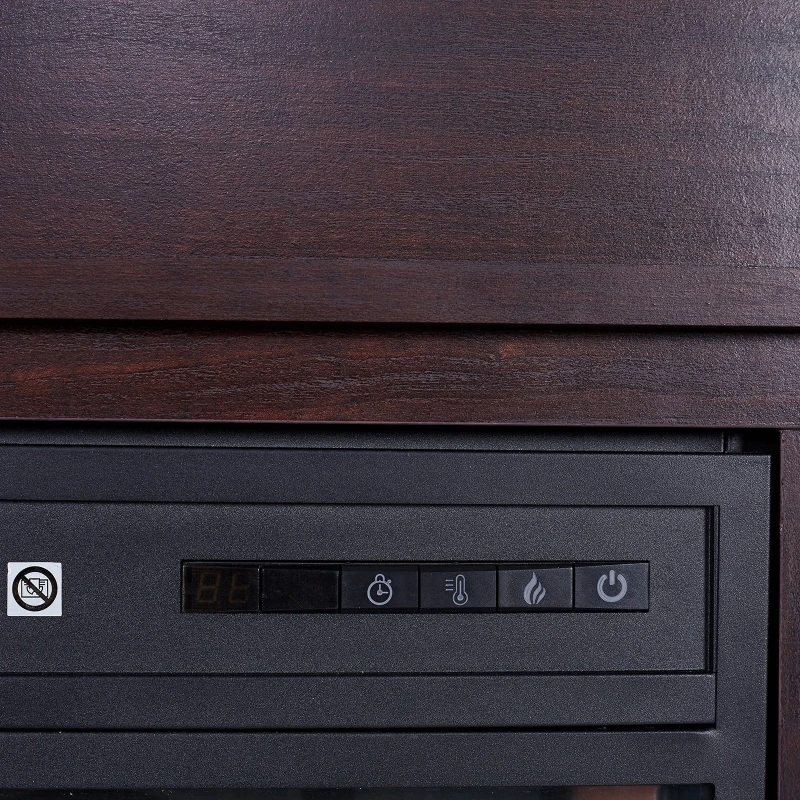 HOMCOM 70" W x 15.75" H Electric Fireplace Mantel TV Stand, Media Console Center Cabinet with 6 Shelves and Remote Control, Dark Brown