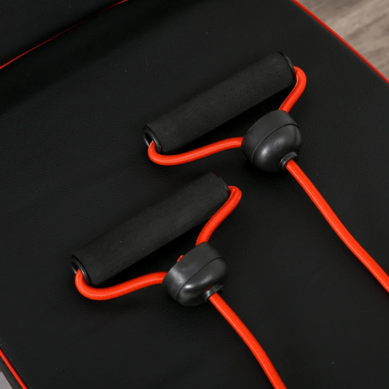 Soozier Foldable Multifunctional Sit Up Dumbbell Bench Adjustable Exercise with Resistant Rope for Home, Office and Gym, Black