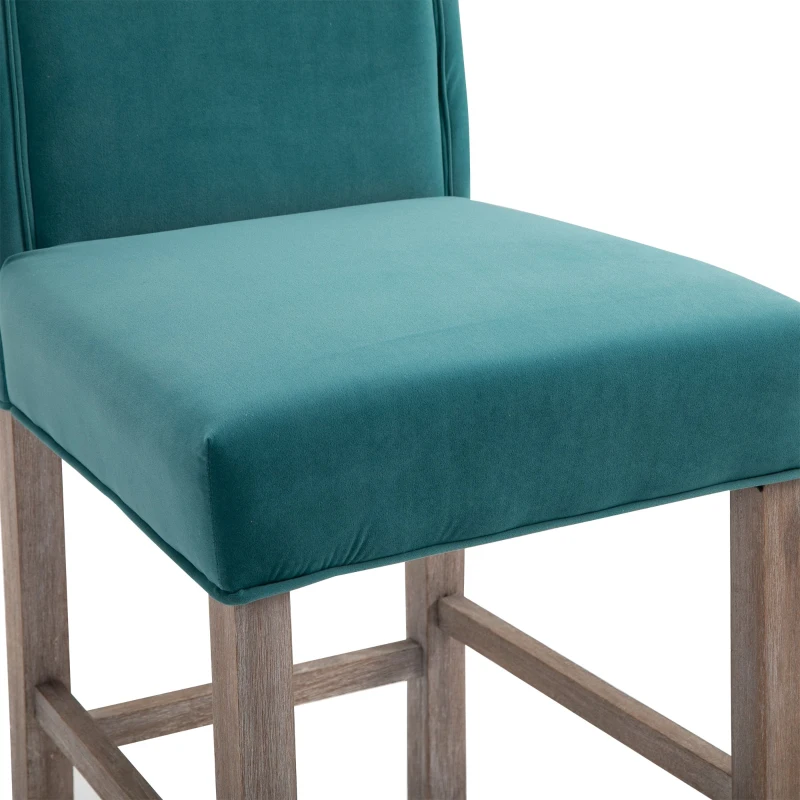 HOMCOM 2 Pieces Bar Chairs Modern Style Solid Square Frame with/ Footrest for Homeuse