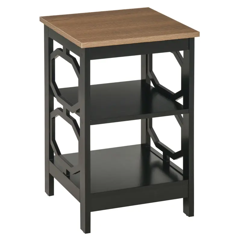 HOMCOM Modern End Table, Accent Side Table with 2 Storage Shelves for Living Room, Bedroom, Black