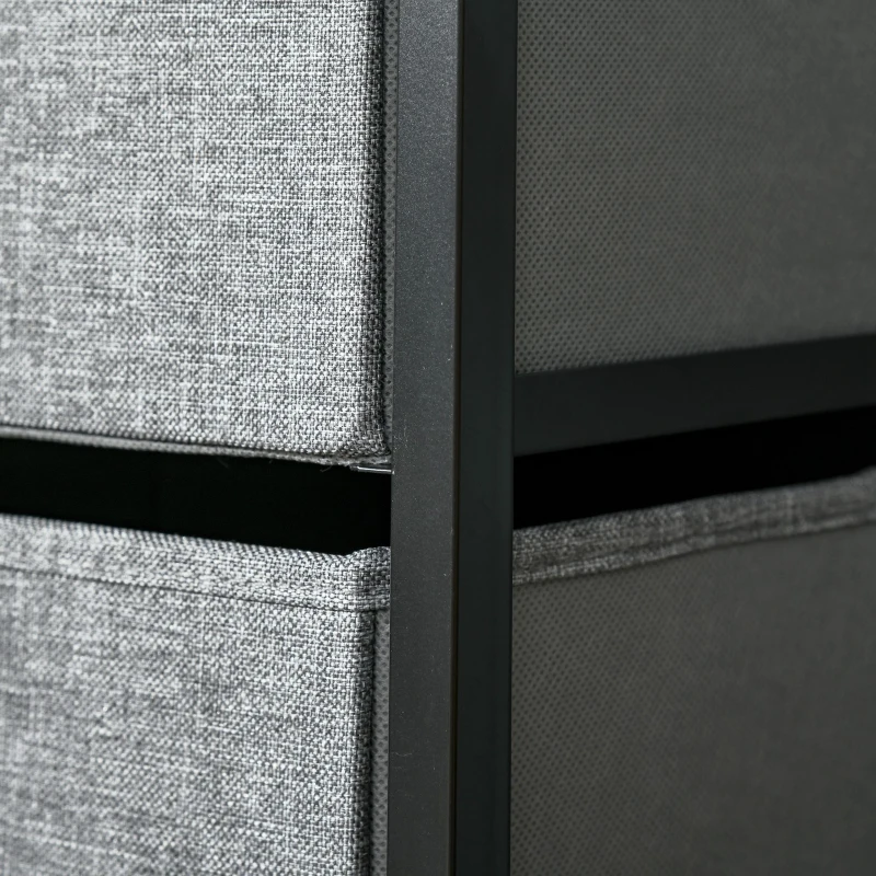 HOMCOM 3-Tier Storage Organizer for Bedroom Entryway, 7-Drawer Dresser with Steel Frame for Bedroom, Light Gray