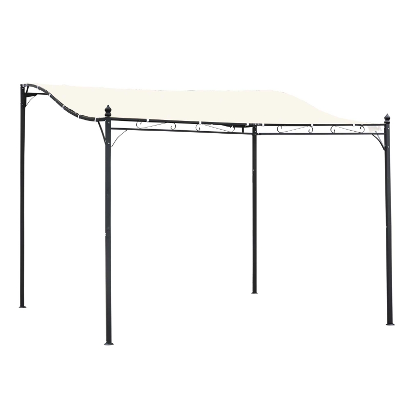 Outsunny 10' x 10' Steel Outdoor Pergola Gazebo Patio Canopy with Durable & Spacious Weather-Resistant Design, Cream White