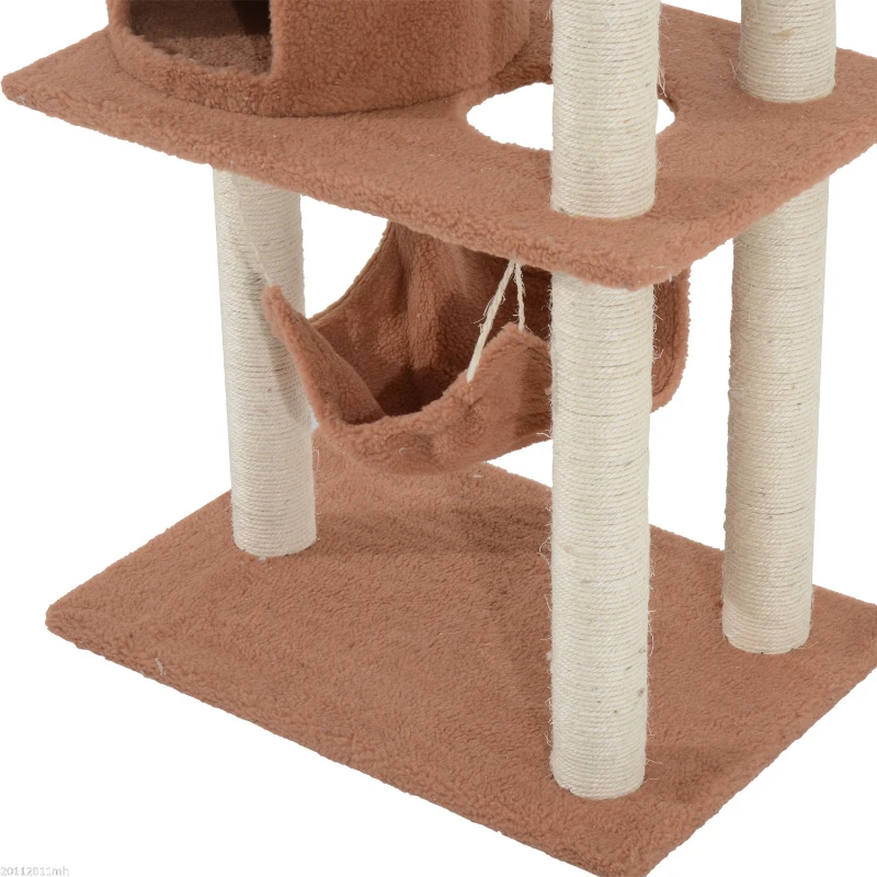 PawHut 55-Inch Cat Tree Pet Scratching Post Furniture With Hammock Coffee