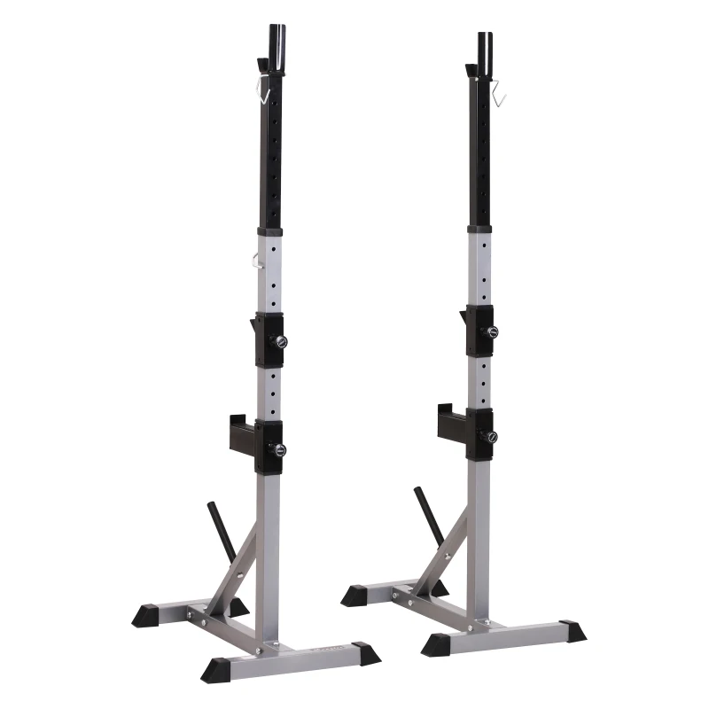 Soozier 2-Piece Pair Steel Height Adjustable Barbell Squat Rack and Bench Press 23" x 29.75" x 69.25"