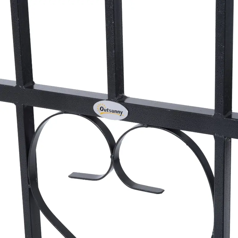 Outsunny 81" Metal Garden Arbor with Double Doors, Locking Gate, Climbing Vine Frame with Heart Motifs, Arch for Wedding, Bridal Party Decoration, Grey