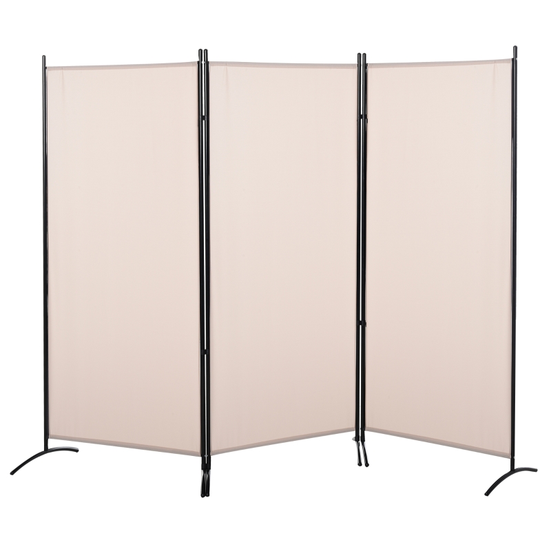 HOMCOM 3-Panel Folding Screen Room Divider Privacy Separator Partition for Indoor Bedroom Office, Outdoor Patio 100" x 72" Beige
