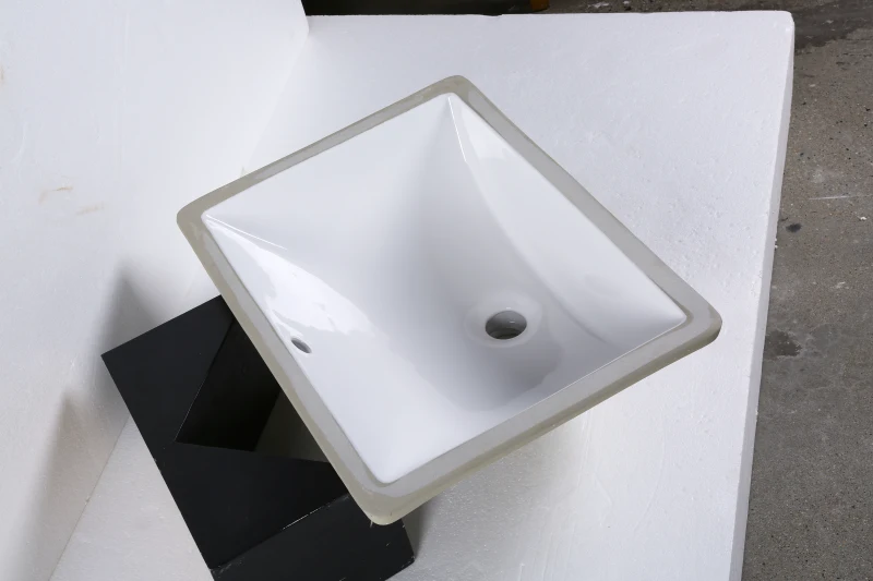 Kleankin Rectangular Undermount Vessel Sink Porcelain Ceramic Bathroom Vanity Sink Art Basin - Glossy White