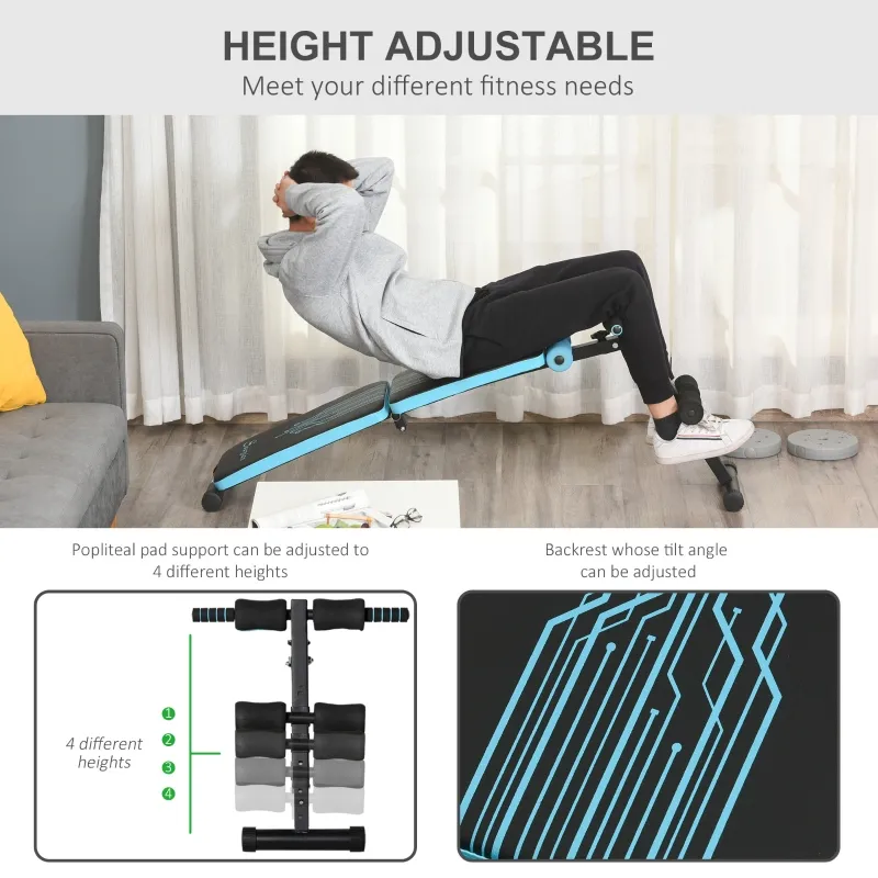 Soozier Multifunctional Foldable Sit Up Bench Adjustable Workout Exercise Bench Ideal for Home, Office, and Gym, Black
