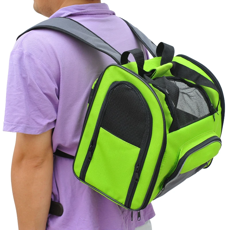 PawHut Pet Carrier Backpack Bag Dog Cat Puppy Net Travel Portable Green & Grey