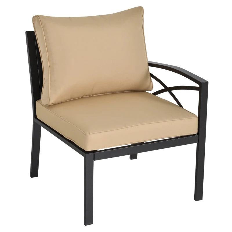 Outsunny 6-Piece Patio L-Shaped Sofa Conversation Set with Coffee Table, Water-Fighting Materials, & Comfort, Beige