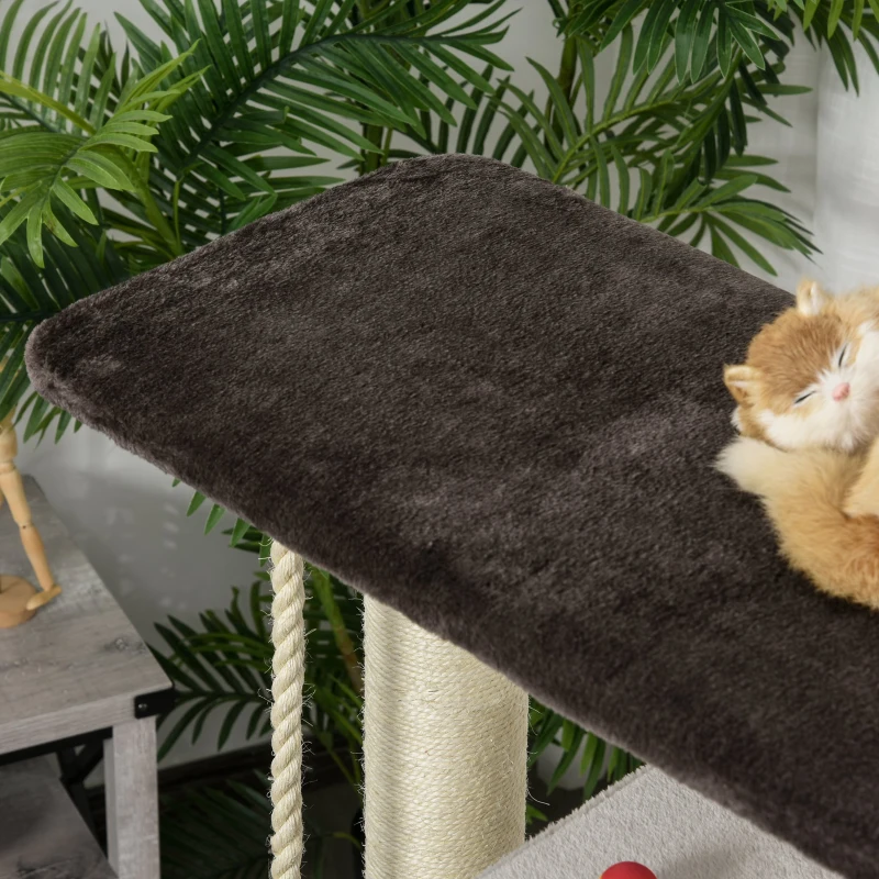 PawHut 47.75" Luxury Plush Cat Tree Activity Tower with Sisal Scratching Posts, Elevated Perches & a  Roomy Condo