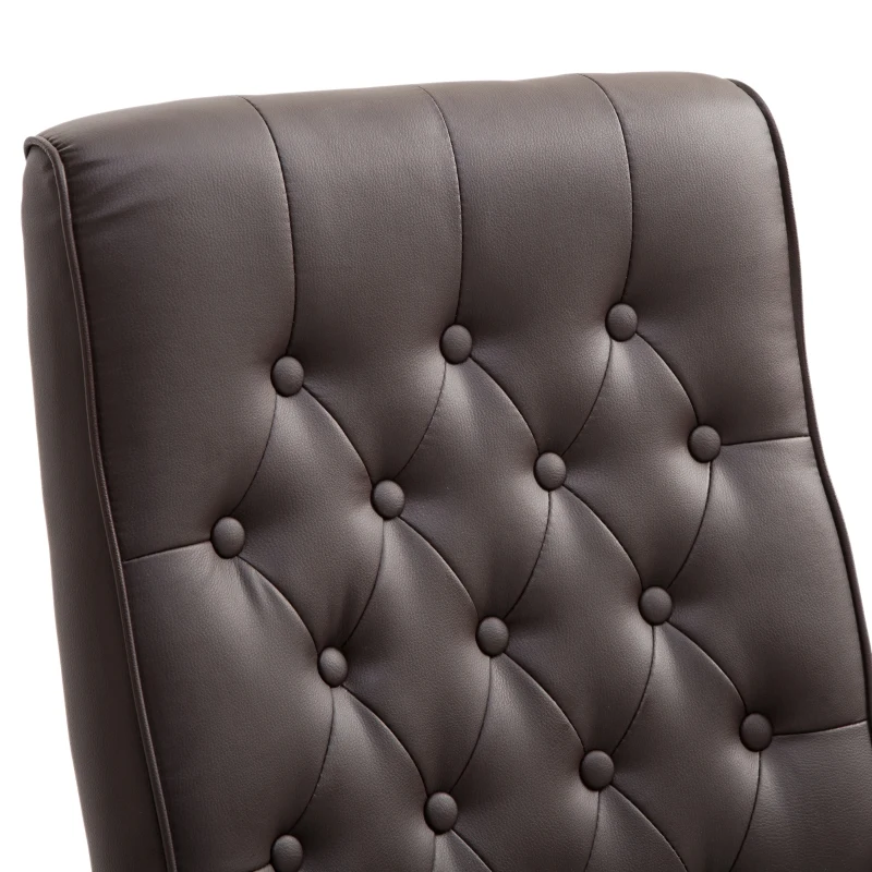 Vinsetto High Back Faux Leather Office Chair with Button Tufted Design, Executive Computer Desk Chair with Solid Wood Feet and Arms, Brown