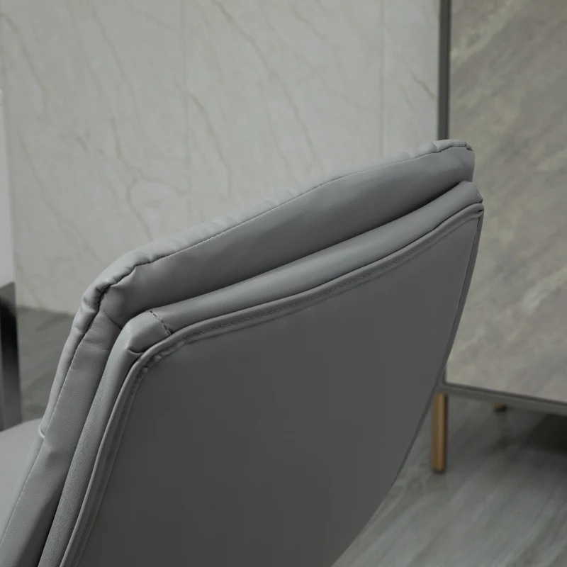 Vinsetto Armless Office Chair Ergonomic Computer Desk Chair Mid-Back Upholstered Task Chair with PU Leather, Adjustable Height and Swivel Seat, Grey