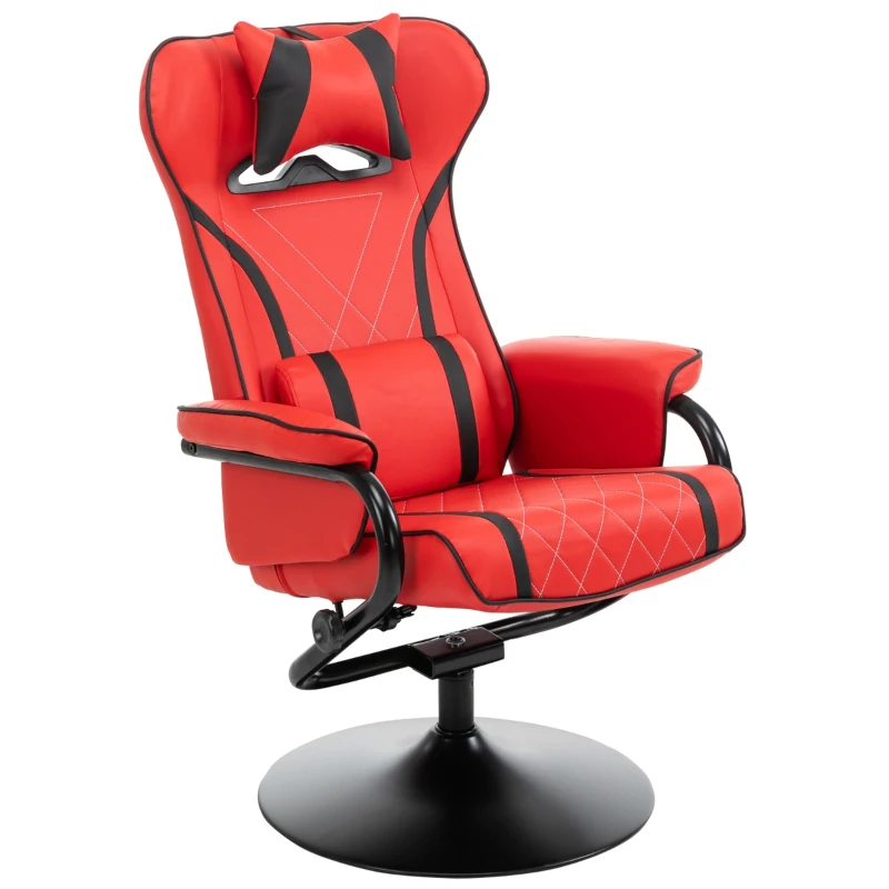 Vinsetto High Back Video Gaming Recliner with Ottoman, Racing Style PC Computer Office Chair, Swivel with Headrest & Lumbar Support, Adjustable Height, Red/Black