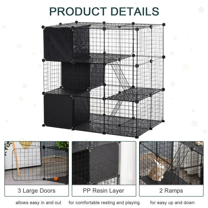 PawHut Spacious Chinchilla Cage - Multi-Level with Doors, Storage Shelf, 41.25" L x 27.5" W x 41.25" H, Ideal for Small Animals