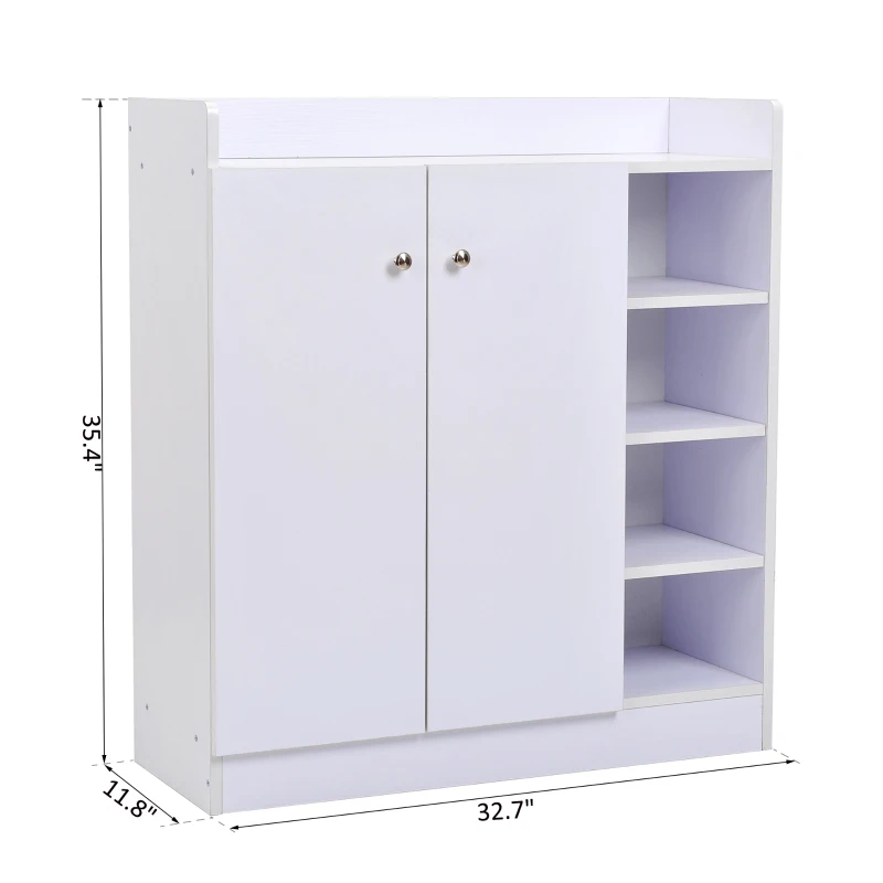 HOMCOM Wood Shoe Cabinet 2 Door 12 Pairs Entryway