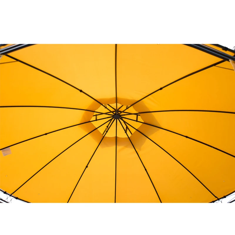 Outsunny Φ11.5'x9.2' 2 Tier Sun Shelter Canopy Gazebo Tent w/ Curtain Orange