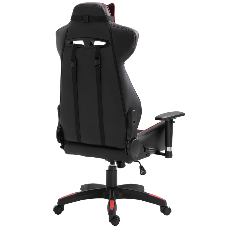 Vinsetto Executive Racing Chair Adjustable Padded Seat with Wheels Black/ Red