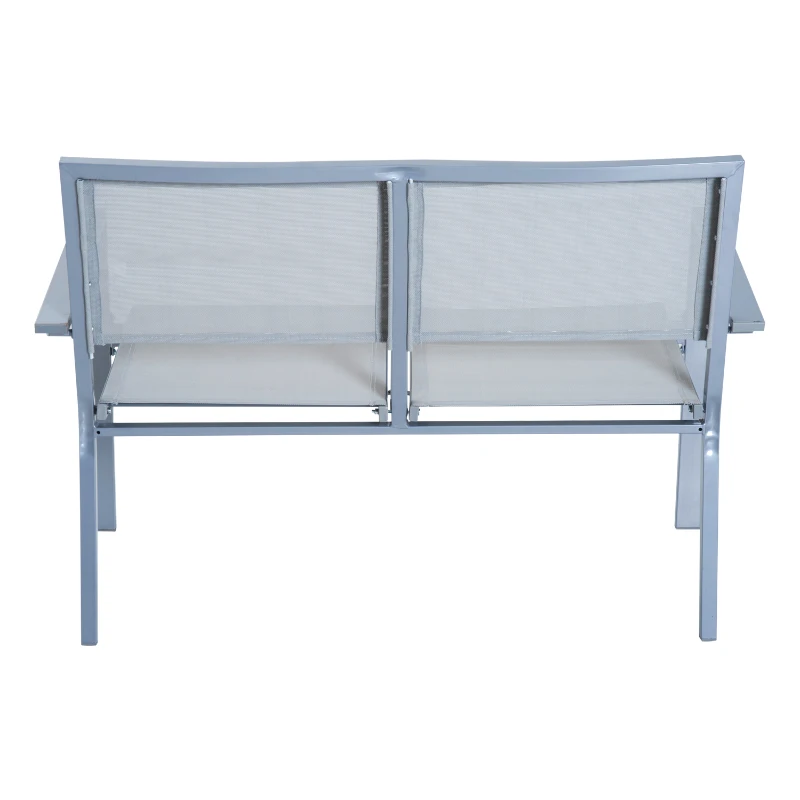 Outsunny 4pc Sling Mesh Sectional Sofa Set Outdoor Garden Patio Furniture Grey