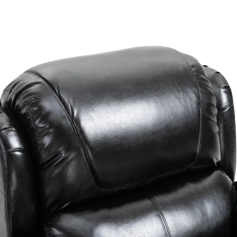 HOMCOM Vibration Massage Recliner Chair for Living Room with Heat,   Single Sofa, PU Leather Power Reclining Chair, Home Theater Seating with Footrest, Black