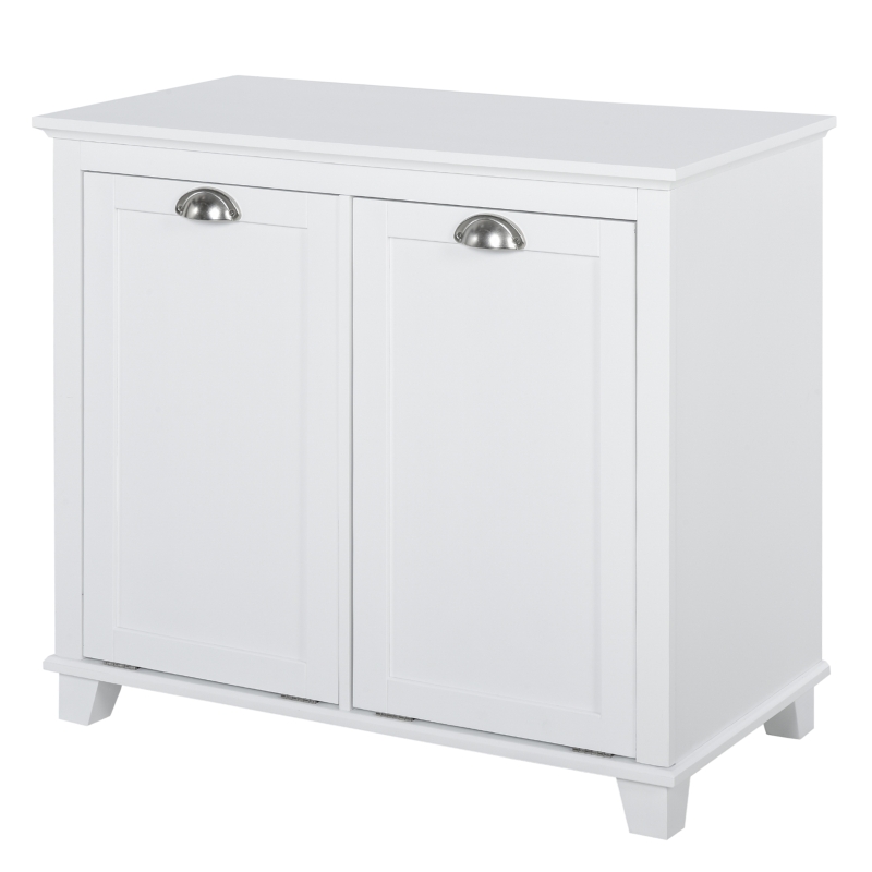 HOMCOM Tilt-Out Laundry Storage Cabinet, Bathroom Storage Organizer With  Two-Compartment Tilt Out Hamper, White & Reviews