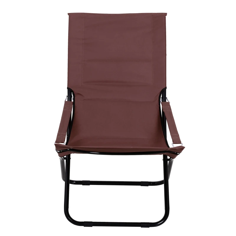 Outsunny Beach Chair Portable Ergonomic w/ Armrest Brown