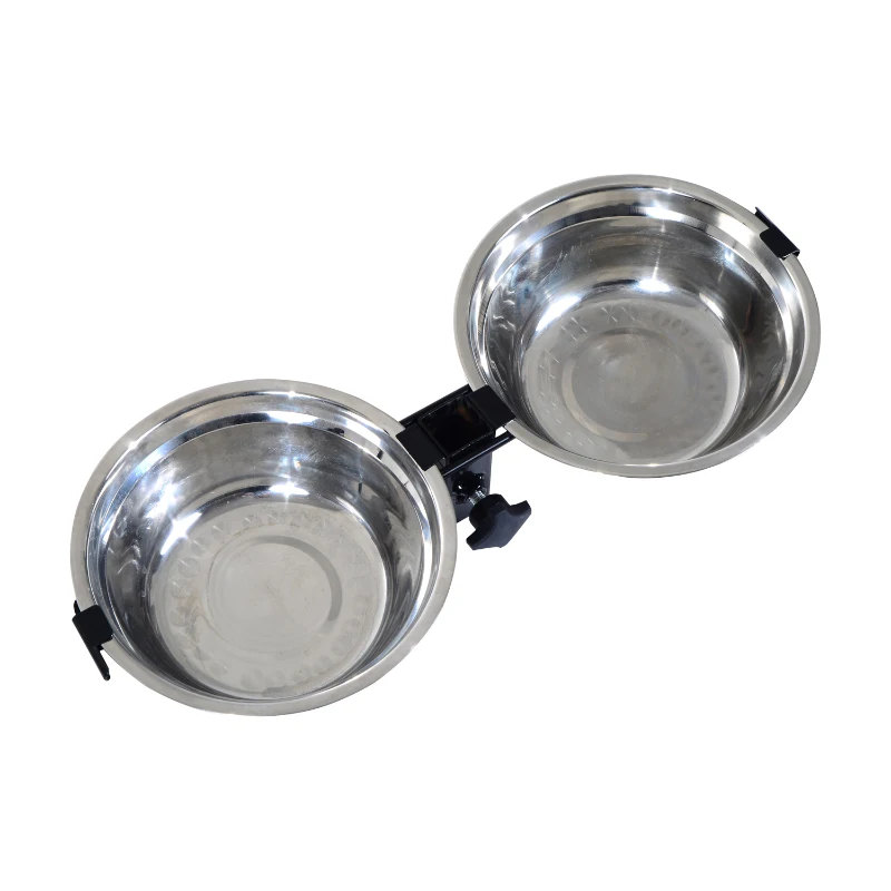 PawHut Elevated Dog Bowls Double Pet Food Dishes Height Adjustable Promote Digestion Stainless Steel with Stand Silver
