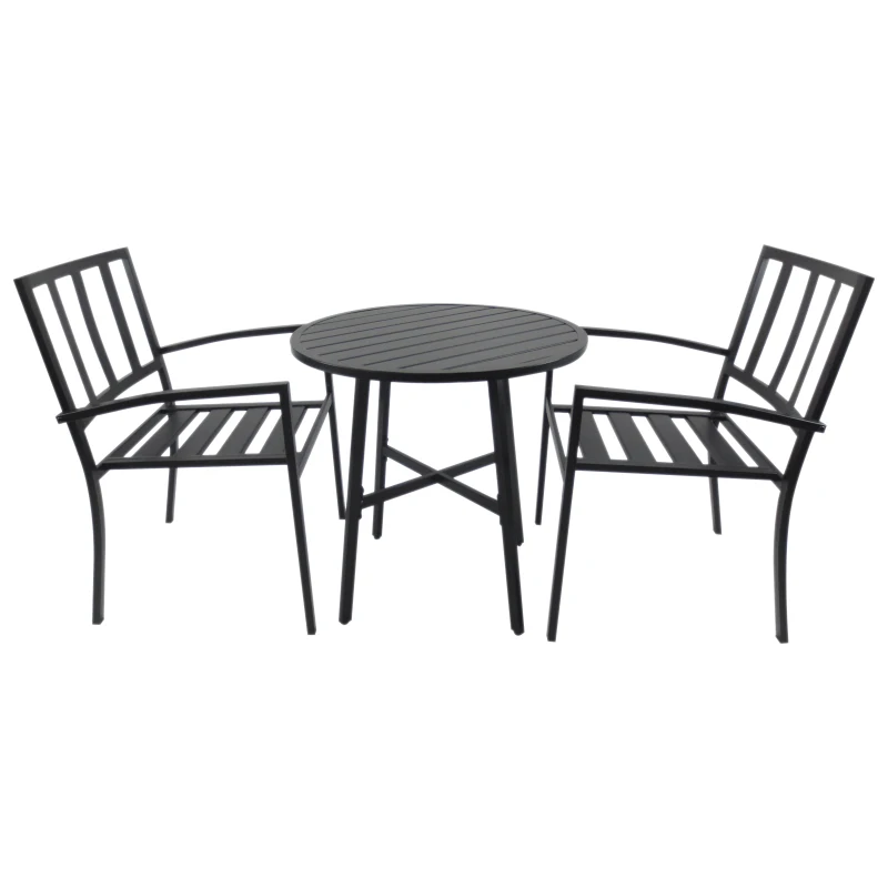 Outsunny 3pcs Outdoor Bistro Set Table and Chair Set Black