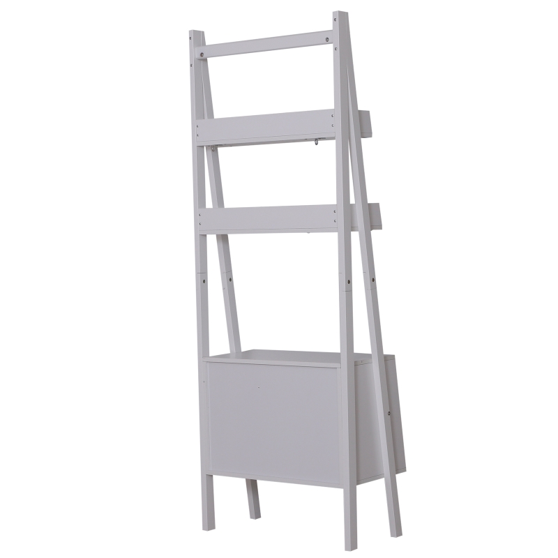 HOMCOM 3 Tier Ladder Bookcase Storage Cabinet Home Organizer Living Room White