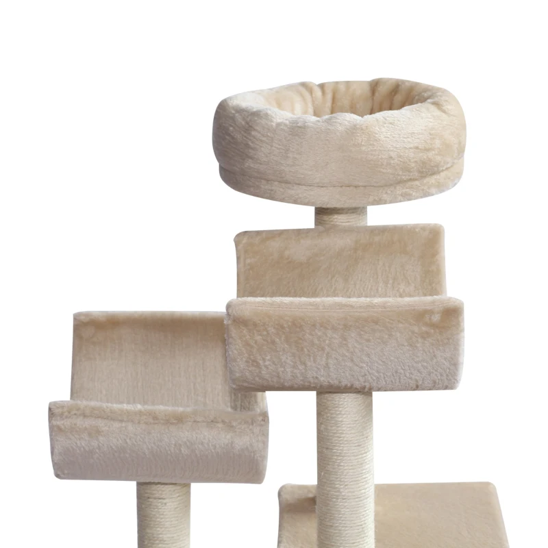 PawHut 41" Multi-Level Large Cat Tree Scratcher Perch Tunnel w/ Dangling Ball