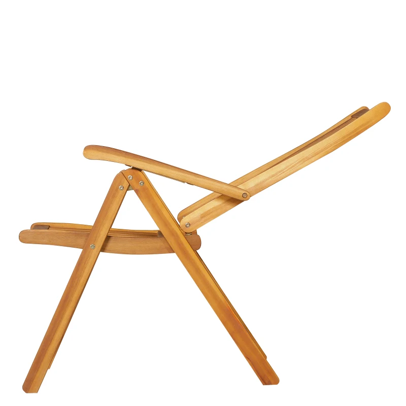 Outsunny 9pcs Acacia Wood Dining Set Expandable Table Folding Chair