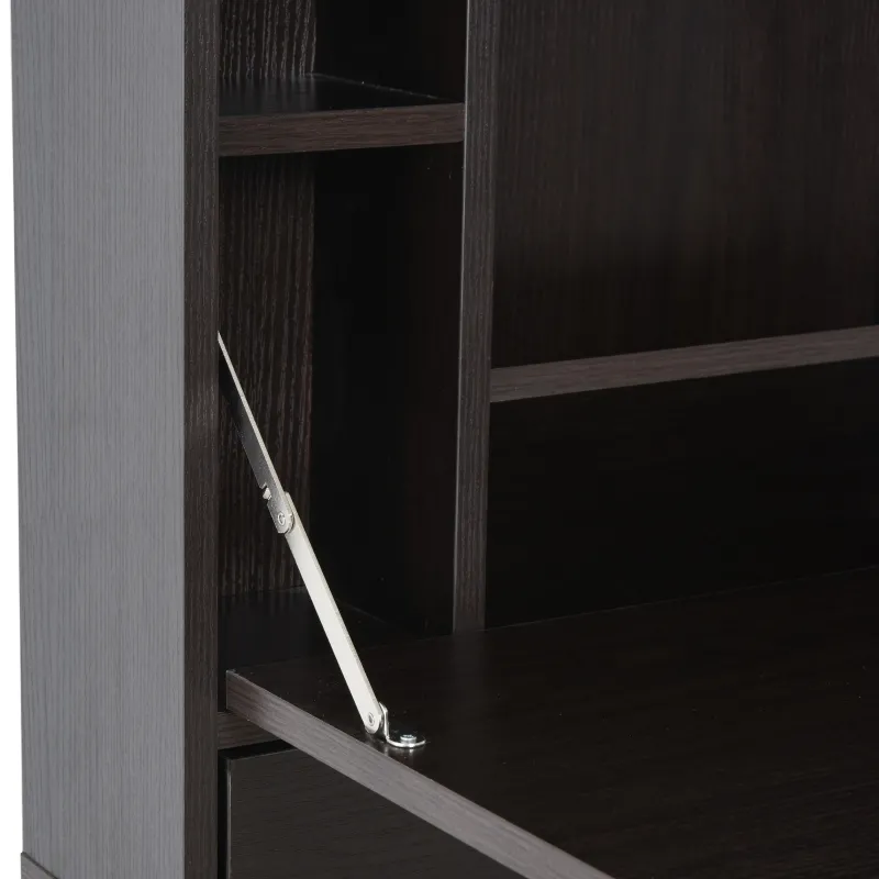 HOMCOM Wall Mounted Desk with Storage Shelves, Floating Desk with Foldable Tabletop, Space Saving Computer Writing Table, Coffee