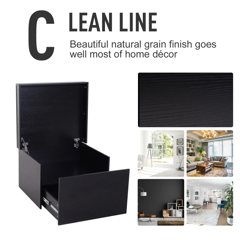 HOMCOM Ample Capacity Shoe Cabinet Box Bench w/ Drawers Particleboard Black