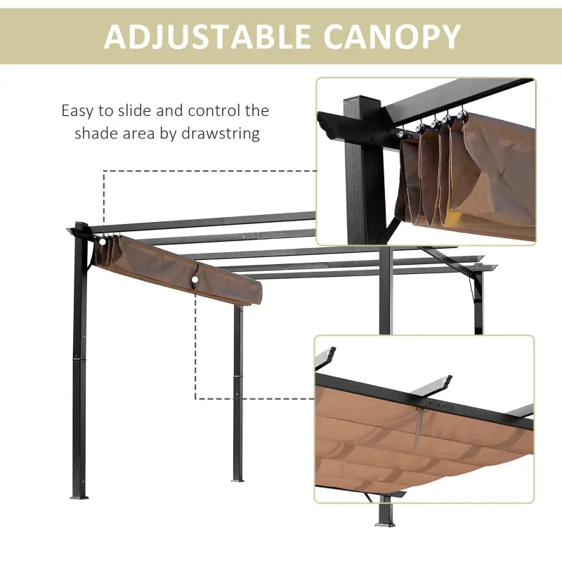 Outsunny 10' x 13' Outdoor Pergola Gazebo Backyard Canopy Cover Adjustable Sunshade, Gray