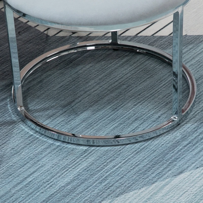 HOMCOM Nesting Coffee Table Set of 2, Round End Tables with Velvet-Feel Button Tufted Top for Living Room, Home Office, Grey