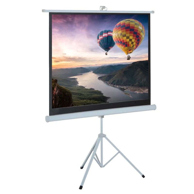 HOMCOM 100" Projection Screen 4:3 Ratio Manual Pull-down Foldable Adjustable