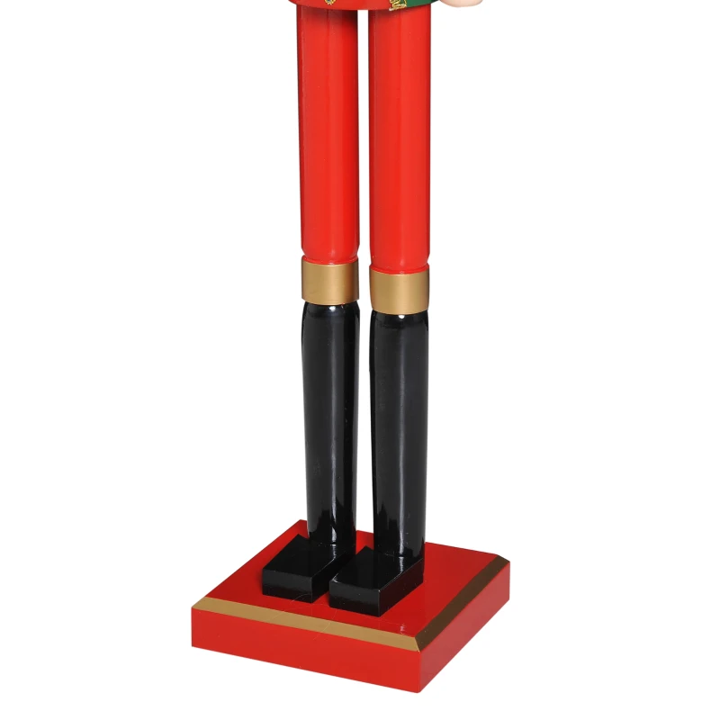 Open Box HOMCOM 42" Wooden Traditional Nutcracker King Figure with Sword - Red and Green