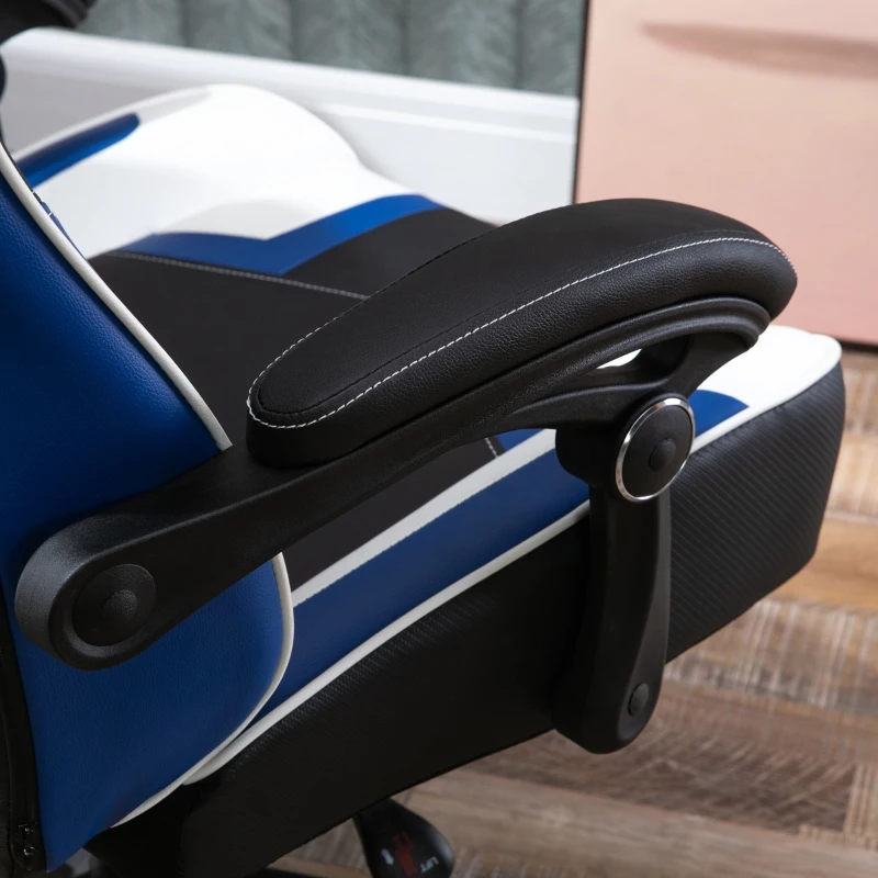 Vinsetto High Back Gaming Chair, Racing Style Ergonomic Computer Desk Chair with Adjustable Height, Retractable Footrest, Headrest and Lumbar Support, Blue