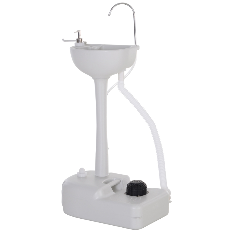 Kleankin 20" 4.5 Gallon Portable Camping Hand Wash Sink with Towel Holder Soap Dispenser Rolling Wheels Faucet Station Outdoor Events Gatherings