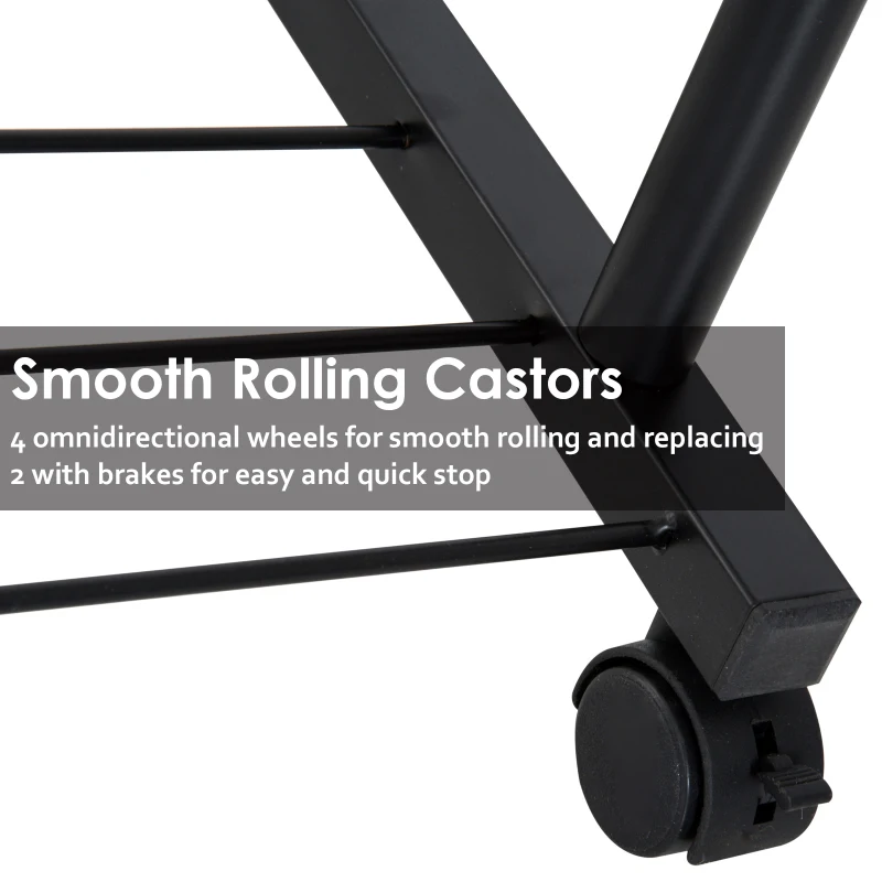 HOMCOM 65" Steel Rolling Floor Mirror Free Standing Tilt Dressing Mirror with Storage Home Furniture Black