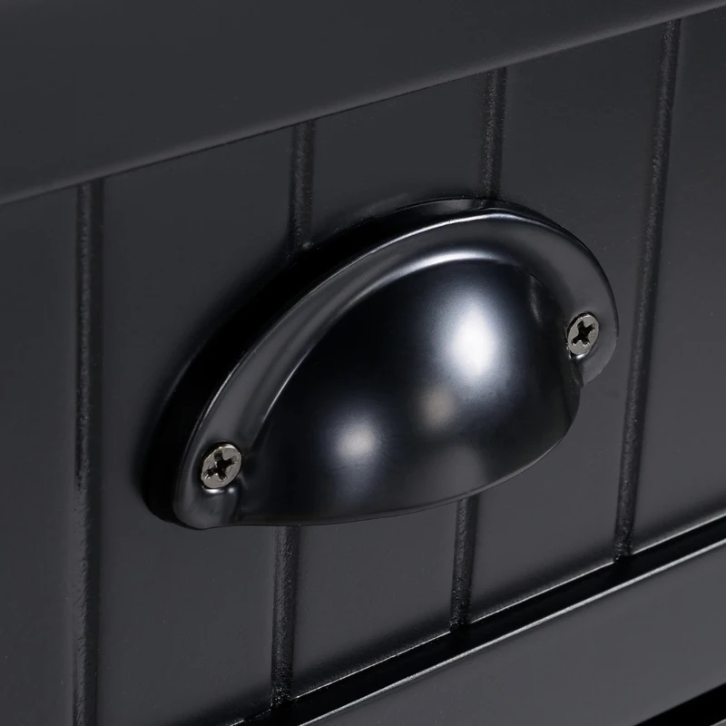 HOMCOM Fluted-Style Wooden Kitchen Island, Storage Cabinet with Drawer, Open Shelving, and Interior Shelving for Dining Room, Black