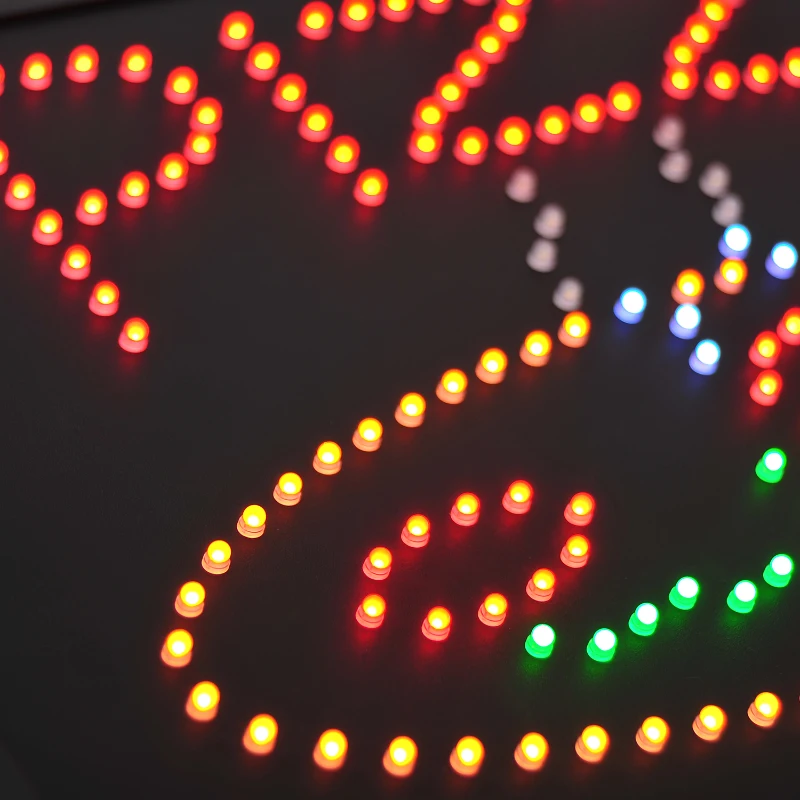 LED "Pizza" Sign - 2 Flash Patterns - Black Board/Colourful Bulbs