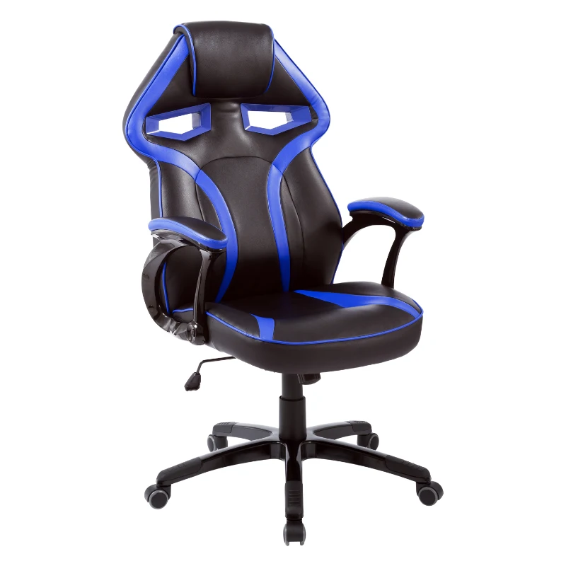 HOMCOM Gaming Racing Chair Rocking Function Computer Seat High Back Adjustable Padded Armrest Home Office Blue