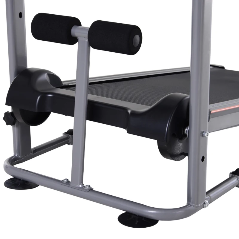 Soozier 2-in-1 Portable Manual Walking Treadmill Sit-up Station for Cardio Fitness Exercise