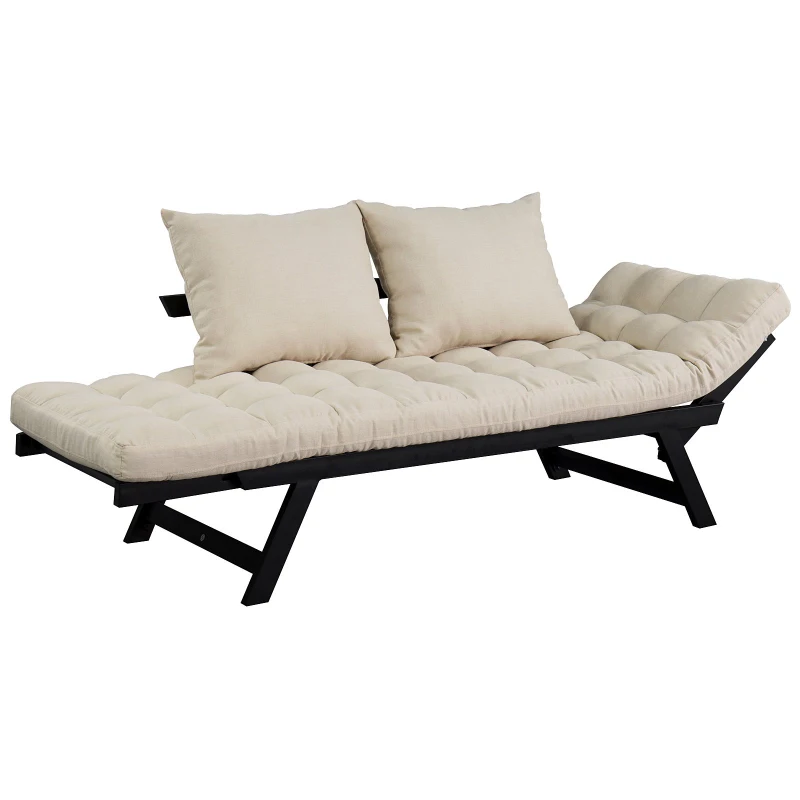 HOMCOM Convertible Adjustable 3-Position Sofa Bed Couch Chaise Lounge with Pillow