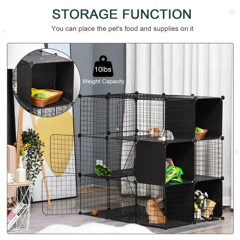 PawHut Spacious Chinchilla Cage - Multi-Level with Doors, Storage Shelf, 41.25" L x 27.5" W x 41.25" H, Ideal for Small Animals