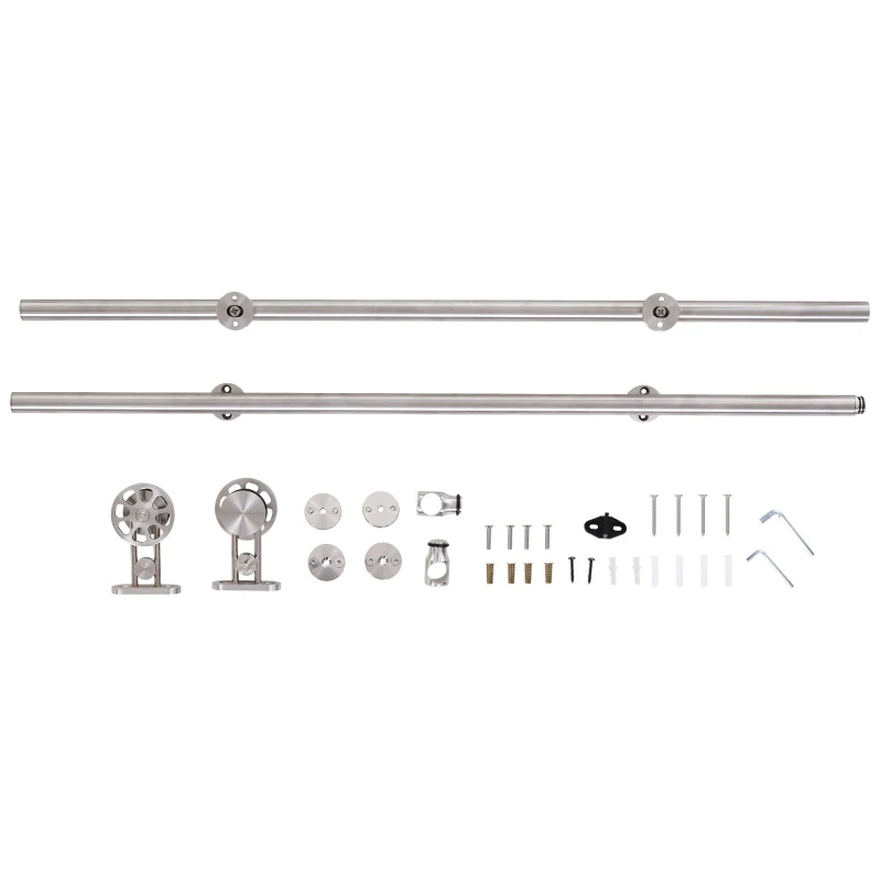 HOMCOM 6' Sliding Barn Door Hardware Kit Stainless Steel Roller or 39" Door Panel