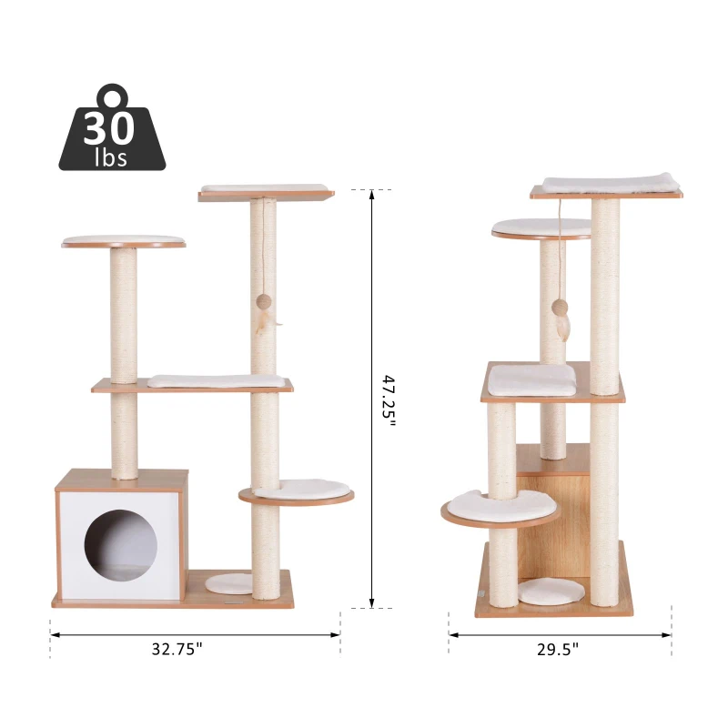 PawHut Multi-Level Cat Tree 32.75" Tall Large Perch & Condo