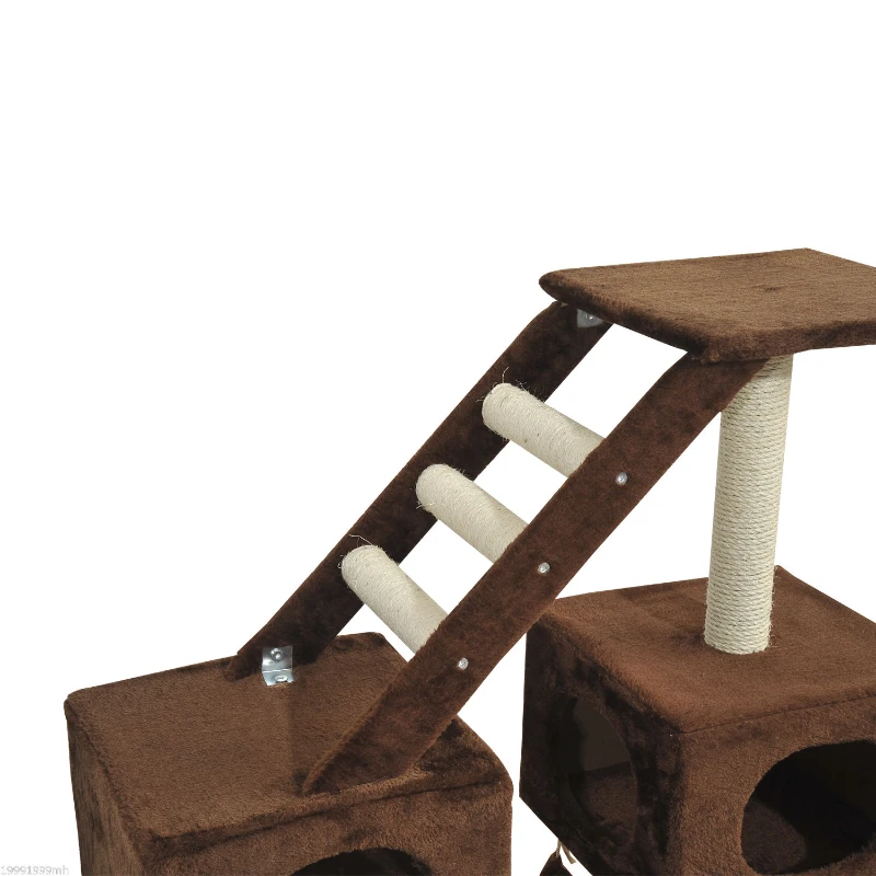 PawHut 42.8Inch Scratching Cat Tree Climber Tower Condo with Hammock Post Brown